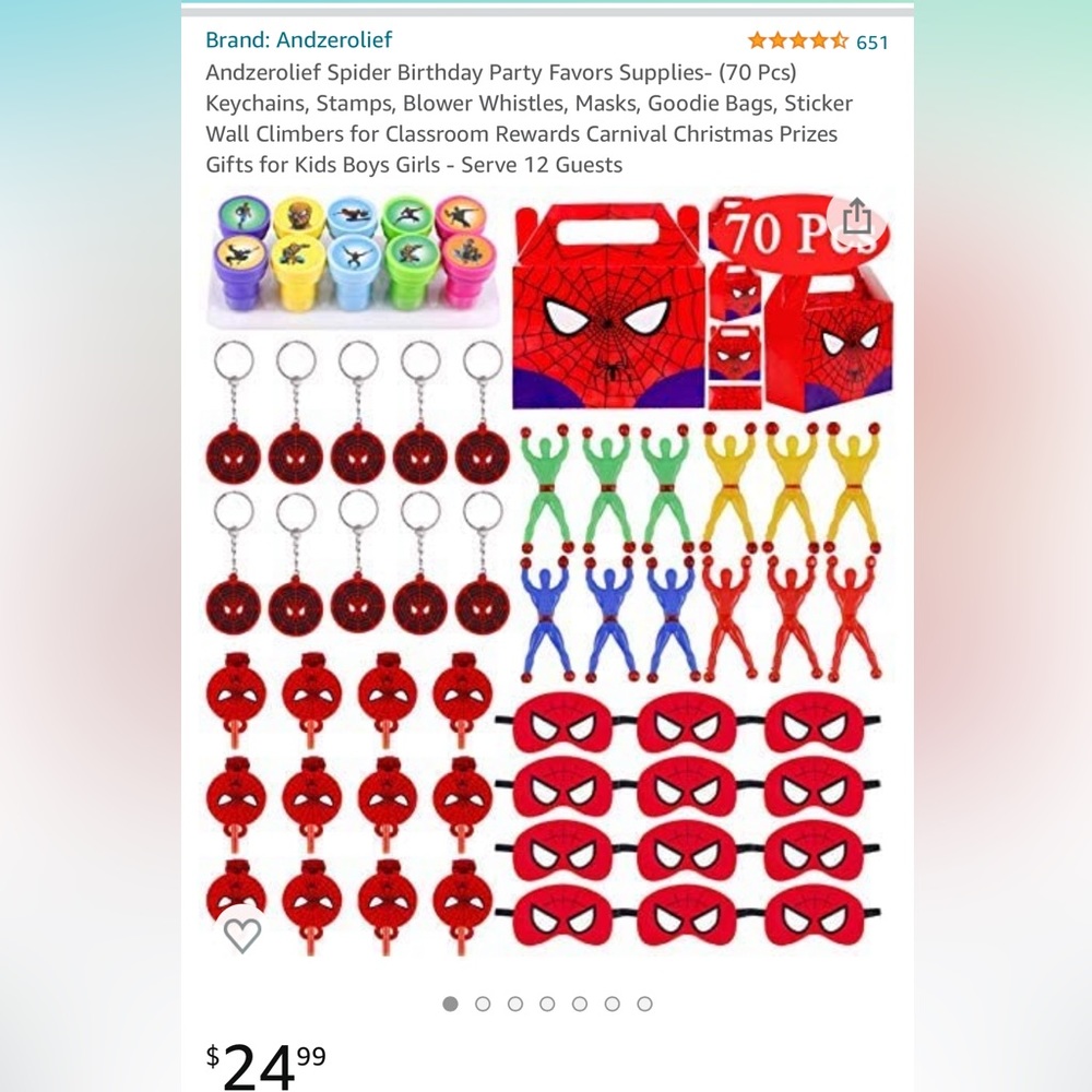 70 piece Spider-Man Birthday Favor Supplies